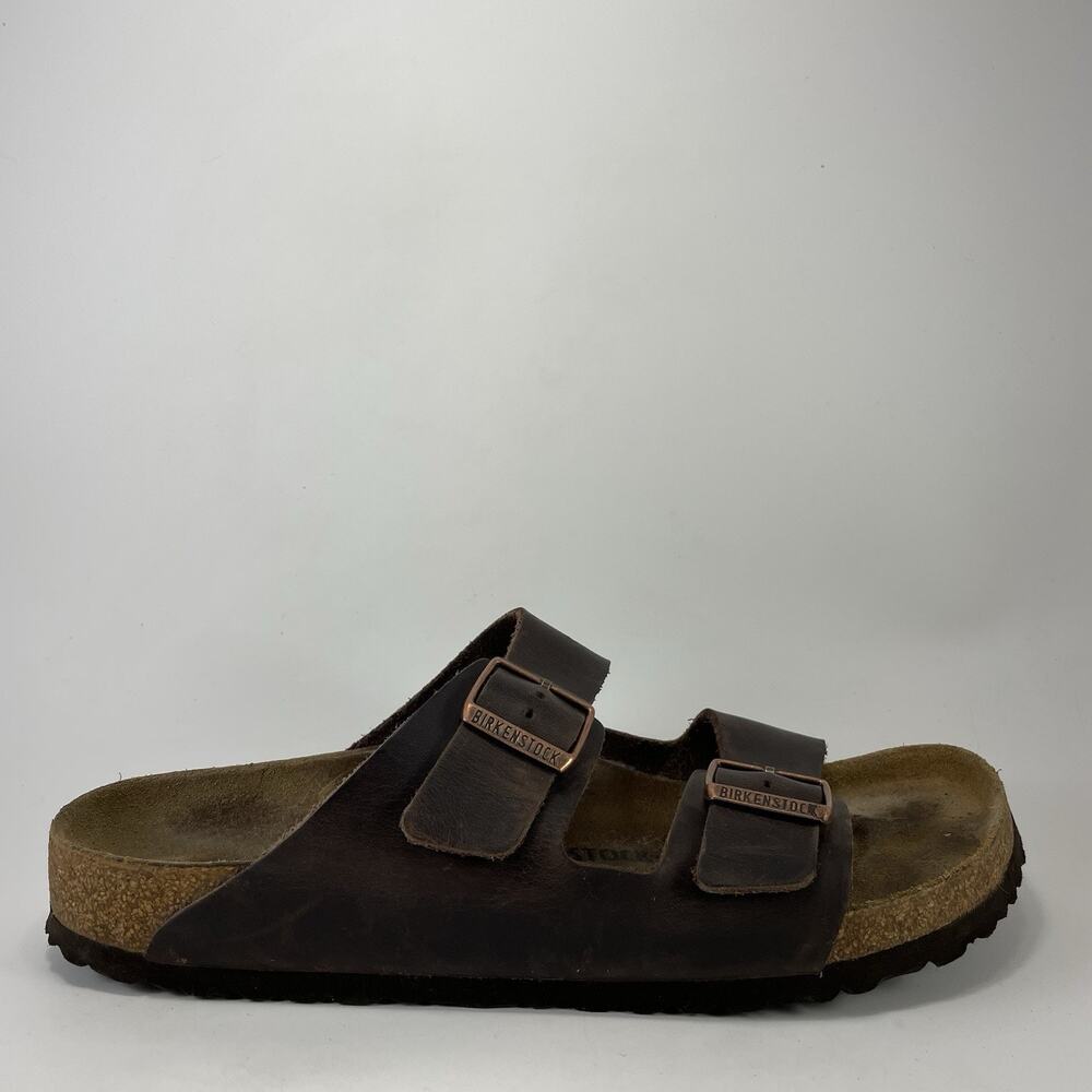 Birkenstock Arizona Dark Brown Oiled Leather Sandals Mens Size 45, 12-12.5